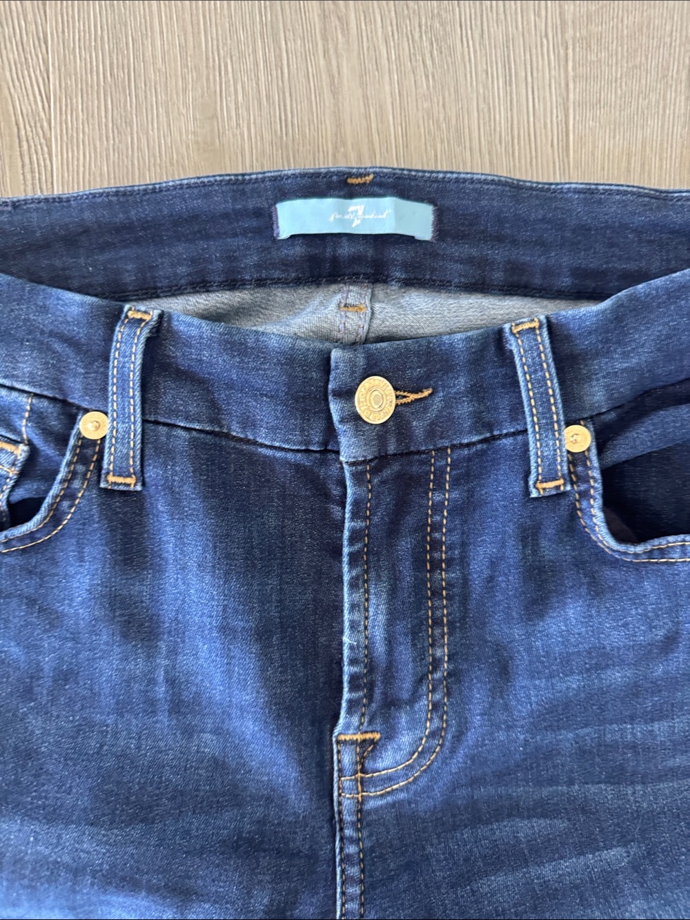 7 For All Mankind Dark Blue Straight-Leg Jeans - Picture 2 of 6